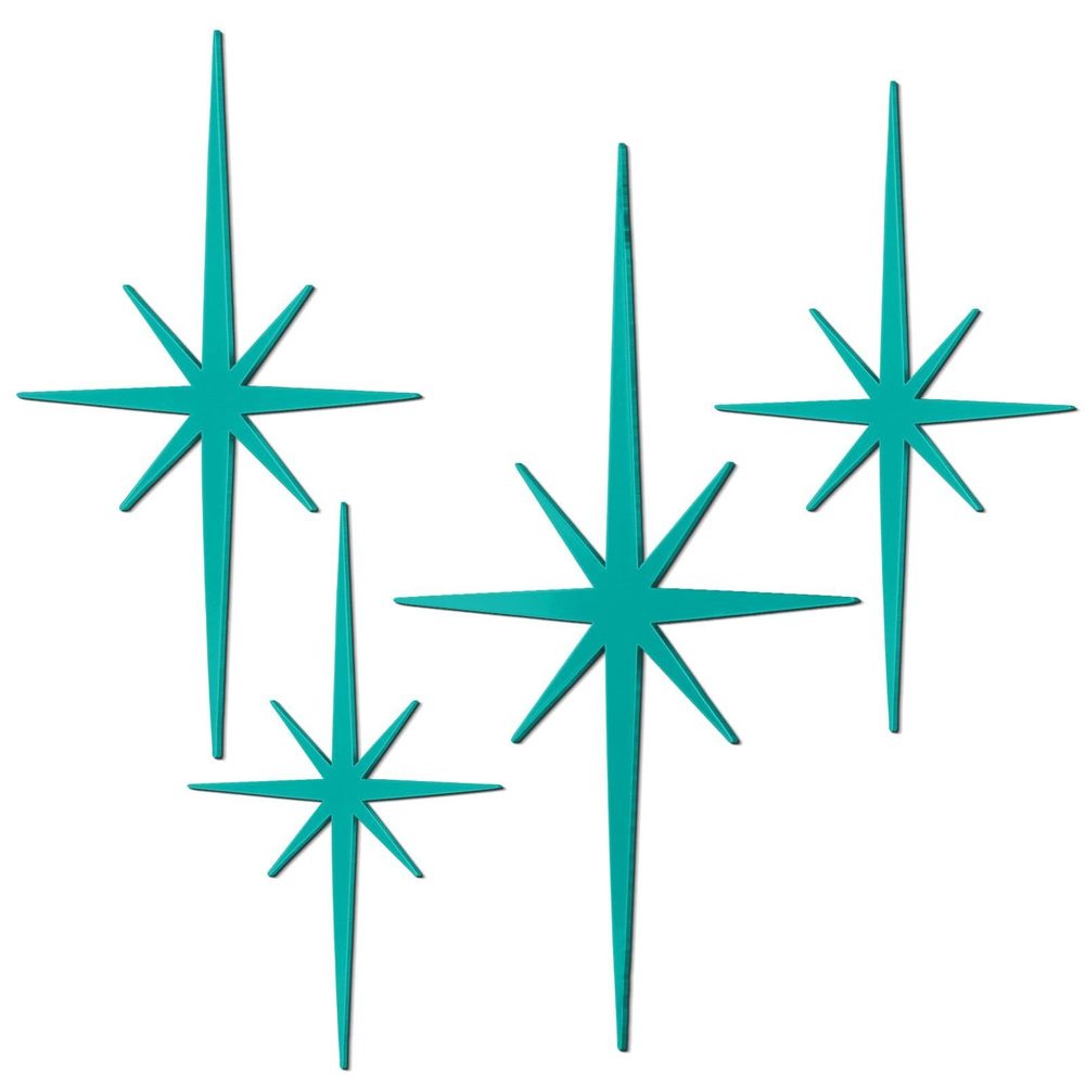 4 Pcs Cast Iron Starburst Wall Decor Mid Century Modern Decor Retro 8 Pointed💟